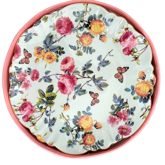 Grace Teaware Fine Porcelain Floral Dessert Plates 8in Set of 4 in Gift Box New - Picture 2 of 12